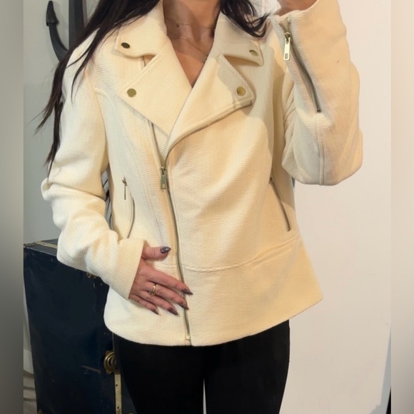 INC International Concepts Cream Blazer Textured Moto Style - Picture 9 of 9
